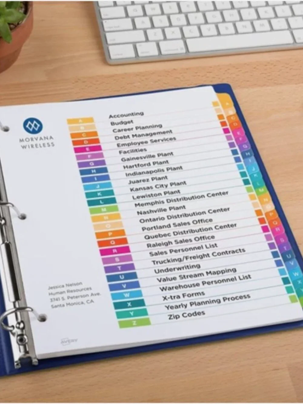 Avery Ready Index Customizable A-Z 26-Tab Table of Contents Multicolor Index Div